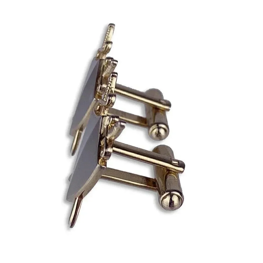 Crossed Swords & Shield Gold Tone Cufflinks Knight Heraldry Hickok Vintage L1